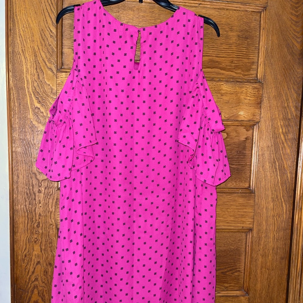 A off the shoulder dress. Worn a couple times. Has a little stain on front.